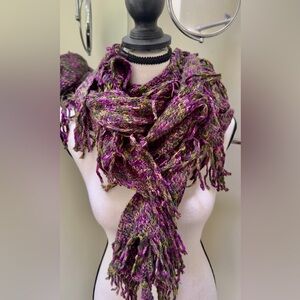 Whimsical Multicolor knit Fringe Scarf